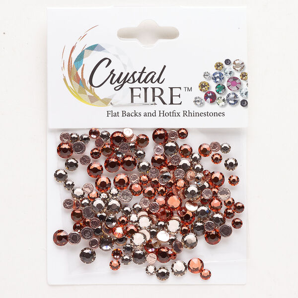 Flat back mix 1pkg144 vintage rose and padparadscha foil back, Crystal FIRE®, 3.00-4.80mm hotfix round SS12 / SS16 / SS20 image number 0