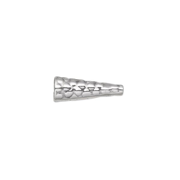 Cone, sterling silver, 17x6mm textured, 5mm inside diameter. Sold individually. image number 0