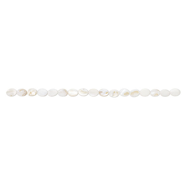 Mother-of-pearl shell 1pkg1, flat oval bead 15 inch 15x10mm image number 1