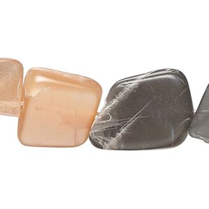 Multi-moonstone 1pkg1, flat nugget bead natural 14 inch medium