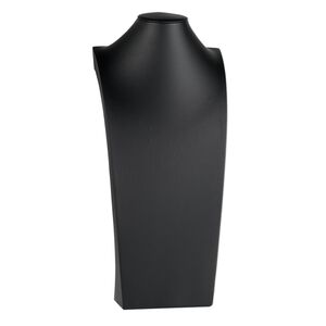 Display, necklace, leatherette, black, 21 x 9-1/2 x 5 inches. Sold individually.