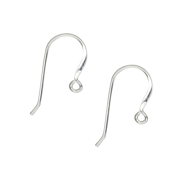 Ear wire, 5-micron premium silver-plated brass, 14mm fishhook with open loop, 21 gauge. Sold per pkg of 4 pairs. image number 0