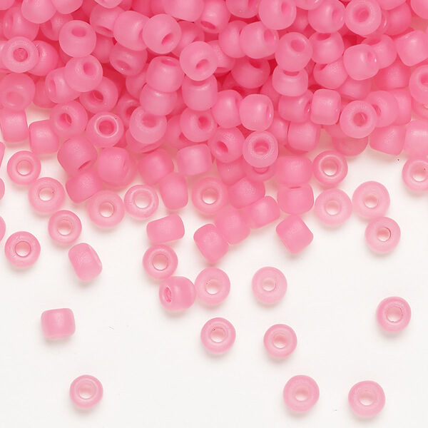 Seed bead, Dyna-Mites™, glass, translucent matte inside color dusty rose, #6 round. Sold per 40-gram pkg. image number 0