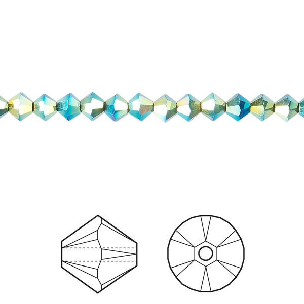 Bead 48pk jet AB 2X, Crystal Passions® 4mm bicone 5328 image number 0