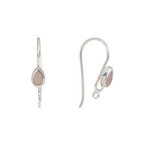 Ear wire fishhook 1pkg2 sterling silver / opal (natural), 16mm / 6x4mm teardrop / hand-cut / closed loop, 22 gauge 1 pair