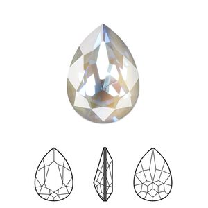 Fancy stone 1pk crystal serene gray DeLite, Crystal Passions® 18mm pear 4320