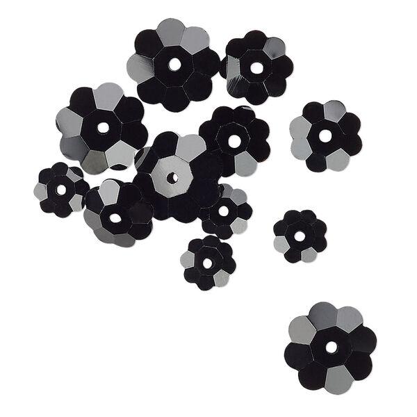 Margarita assortment 12pk opaque black, Celestial Crystal® 10x3.5mm 8x3mm 6x2mm flower bead image number 0
