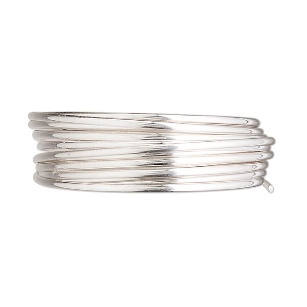 Wire, sterling silver, full-hard, half-round, 16 gauge. Sold per pkg of 5 feet. image number 0