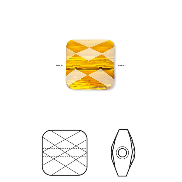 Bead 24pk mini bead tangerine, Crystal Passions® 6mm square 5053 image number 0