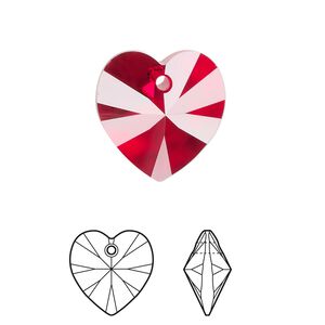 Drop 72pk Siam, Swarovski® 18mm pendant heart 6228