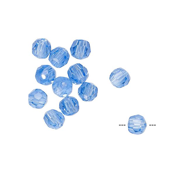 Bead 12pk sapphire blue, Asfour Crystal 5mm faceted round image number 0