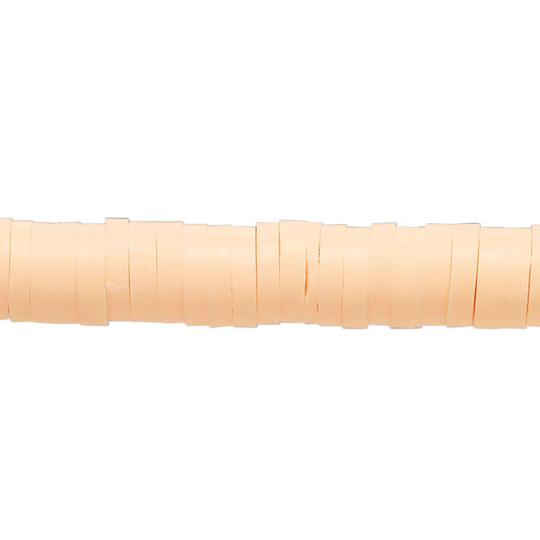Bead, polymer clay, opaque peach, 8x2mm heishi. Sold per pkg of (2) 16-inch strands. image number 0