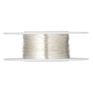 Wire, sterling silver, dead-soft, round, 34 gauge. Sold per pkg of 1 ounce.