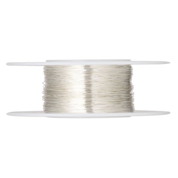 Wire, sterling silver, dead-soft, round, 34 gauge. Sold per pkg of 1 ounce. image number 0