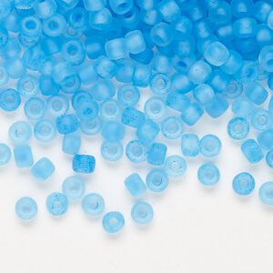 Glass Dyna-Mites™ seed bead 1pkg1, #6 round translucent inside dyed color matte sky blue (244MA 6/0 RR) 40g