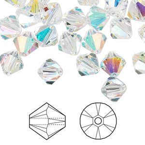 Bead 288pk crystal AB, Crystal Passions® 8mm bicone 5328