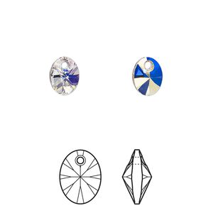 Drop 2pk crystal AB, Crystal Passions® 8x6.5mm pendant mini oval 6028