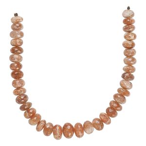 Sunstone 1pkg1, hand-cut faceted rondelle bead natural 8 inch graduated 8x4mm-12x8mm