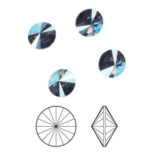 Chaton 8pk tanzanite shimmer foil back, Crystal Passions® 8.16-8.41mm rivoli SS39 1122