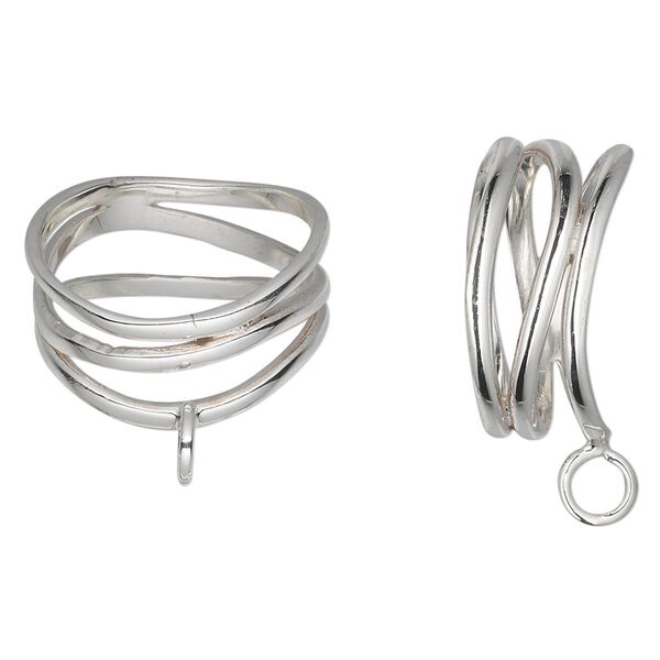 Ring base, sterling silver, 3 curved bands with loop, size 7. Sold individually. image number 0