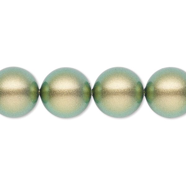 Pearl 100pk iridescent green, Swarovski® 12mm round 5810 image number 0