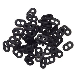 Mask components, rubber and aluminum, black, 10x6mm-11x7mm 2-hole oval and 3-1/2 inch wire guard. Sold per pkg of 100.