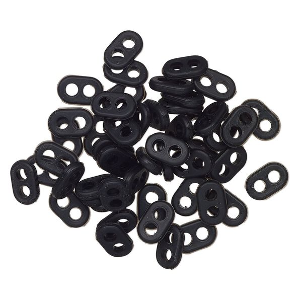 Mask components, rubber and aluminum, black, 10x6mm-11x7mm 2-hole oval and 3-1/2 inch wire guard. Sold per pkg of 100. image number 0