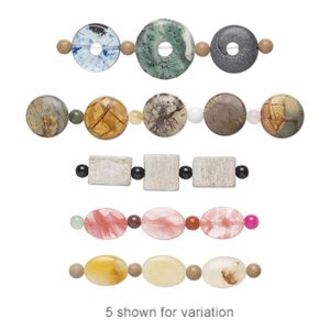Multi-gemstone 3pkg3 to 5, flat back mixed shape drop natural mix 24x15mm-30x18mm