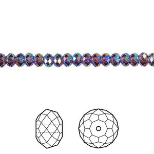 Bead 144pk amethyst shimmer 2X, Crystal Passions® 4x3mm rondelle 5040