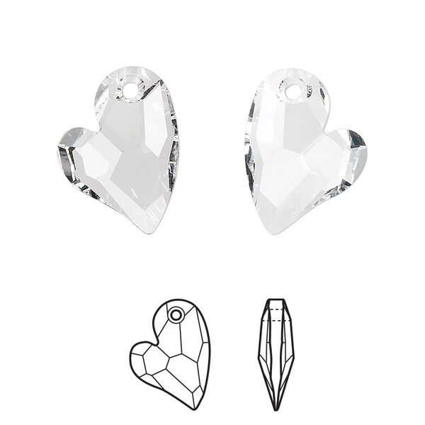Drop 48pk crystal, Swarovski® 17x13mm pendant asymmetrical heart 6261 image number 0