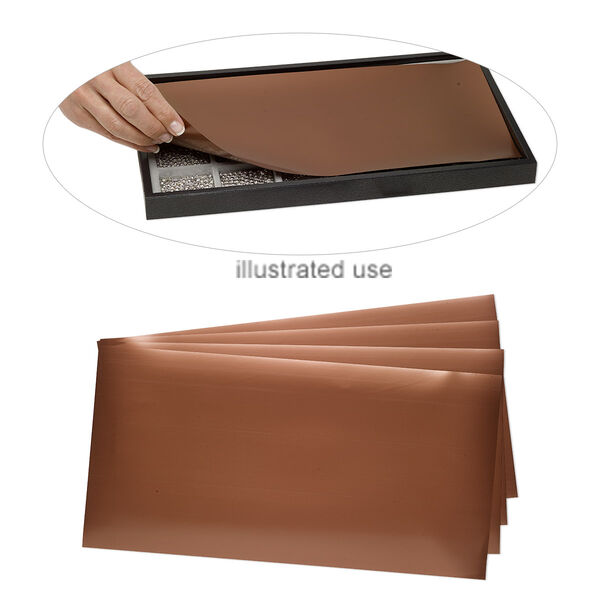Anti-tarnish tray cover, Intercept Technology™, copper, 14x7-inch rectangle. Sold per pkg of 4. image number 0