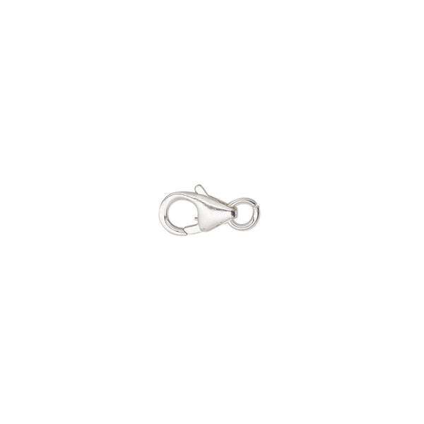 Clasp, lobster claw, sterling silver and steel, 8x5mm with jump ring. Sold per pkg of 10. image number 0