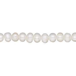 Pearl, White Lotus™, cultured freshwater (bleached), white, 4-4.5mm semi-round, C grade, Mohs hardness 2-1/2 to 4. Sold per 15-1/2" to 16" strand.