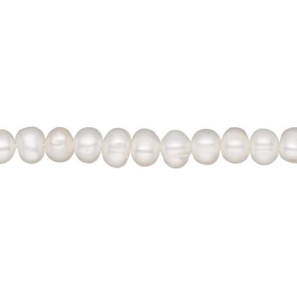 Pearl, White Lotus™, cultured freshwater (bleached), white, 4-4.5mm semi-round, C grade, Mohs hardness 2-1/2 to 4. Sold per 15-1/2" to 16" strand. image number 0