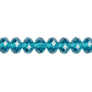 Bead 12pk blue zircon, Crystal Passions® 8x6mm rondelle 5040