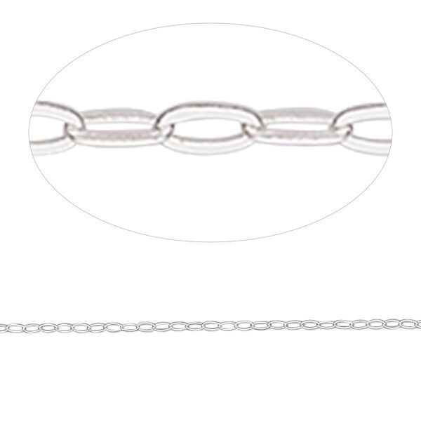 Chain, Gossamer™, sterling silver, 1.1mm flat cable. Sold per 50-foot spool. image number 0