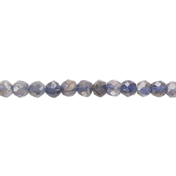 Bead, iolite (natural), dark, 4mm hand-cut faceted round, B grade, Mohs hardness 7 to 7-1/2. Sold per 13-inch strand, approximately 85 beads. image number 0