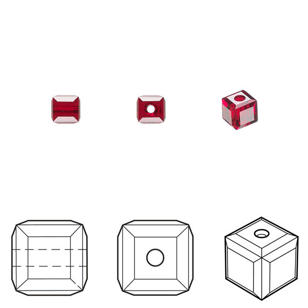 Bead 48pk Siam, Crystal Passions® 4mm cube 5601 image number 0