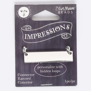 Focal, silver-finished "pewter" (zinc-based alloy) and steel, 37x8mm rectangle with 3 hidden loops. Sold individually.