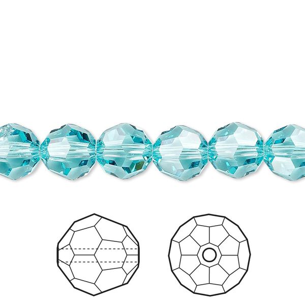 Bead 288pk light turquoise, Swarovski® 8mm round 5000 image number 0