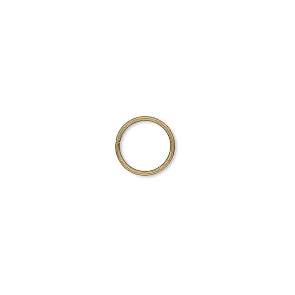 Jump ring, antique gold-plated brass, 9mm round, 7.5mm inside diameter, 20 gauge. Sold per pkg of 100. image number 0