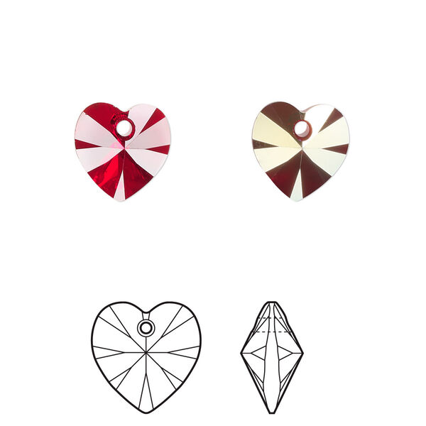 Drop 288pk Siam AB, Swarovski® 10mm pendant heart 6228 image number 0