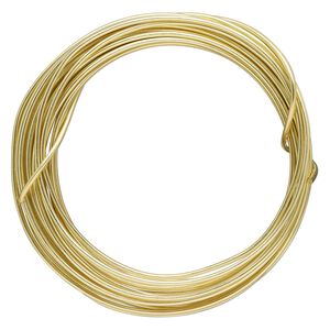 Wire, Zebra Wire™, brass, round, 14 gauge. Sold per 5-yard coil.
