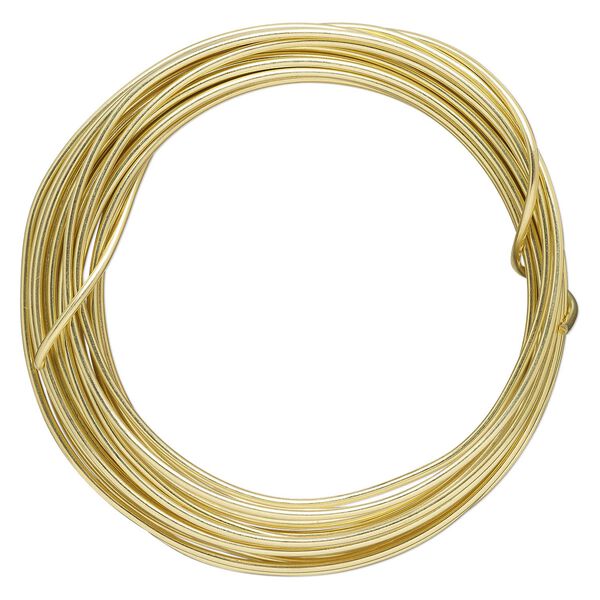 Wire, Zebra Wire™, brass, round, 14 gauge. Sold per 5-yard coil. image number 0