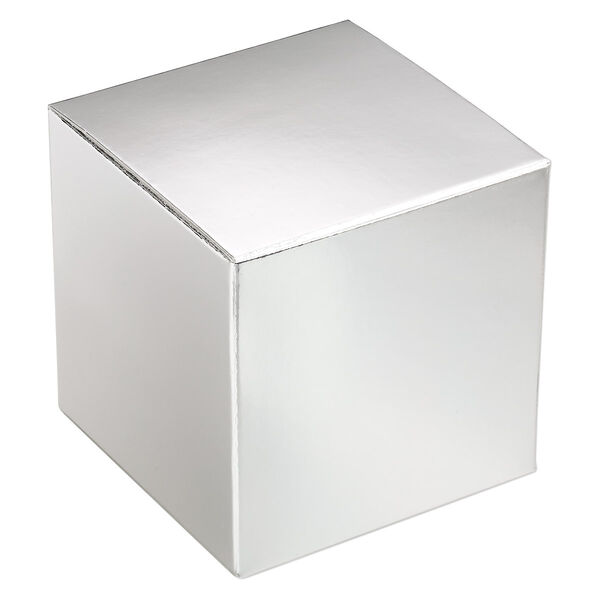 Gift box, paper, shiny silver, 3x3 inch square. Sold per pkg of 3. image number 0