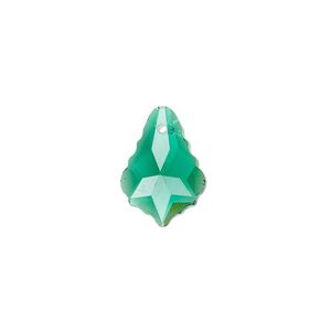 Drop, glass, transparent green, 16x11mm baroque. Sold per pkg of 10.
