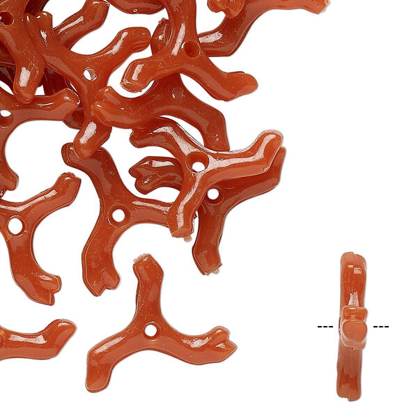 Bead, vintage German acrylic, burnt orange, 17x13mm branch. Sold per pkg of 100. image number 0