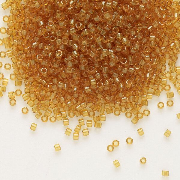 Seed bead, Delica®, glass, pkg/50g, #11 round, translucent gold luster honey (DB-0119). image number 0