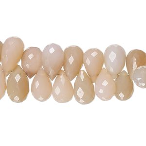 Peach chalcedony / pink chalcedony 1pkg1, hand-cut top-drilled faceted teardrop bead 8 inch 10x6mm-12x7mm