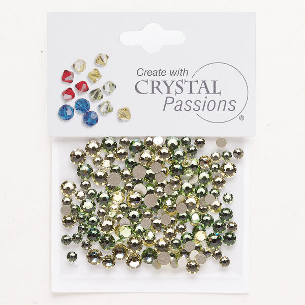 Flat back mix 1pkg144 peridot and jonquil foil back, Crystal Passions&reg; rhinestone 3.00-4.80mm round SS12 / SS16 / SS20 image number 0